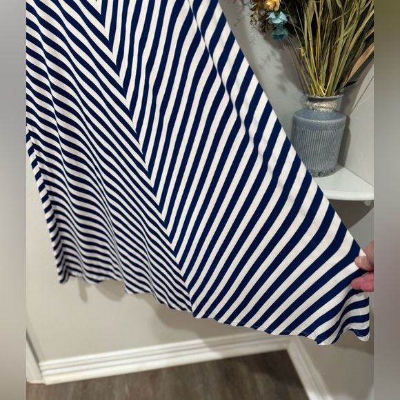 Merona Blue and White A-Line Striped  Resort wear Beach Maxi Skirt size Large - Picture 2 of 5